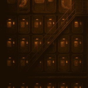 Sitter – near future sci‑fi short story by Gregory Halpern, featuring Finch, a poor data courier in a world of coffin complexes.