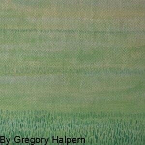 Free downloadable watercolor painting of three bands of grasses in green and yellow, symbolizing distance and time, with original artwork available